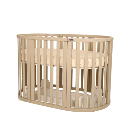 Pătuț bebe rotund/oval Maribelle 9 în 1 cappuccino